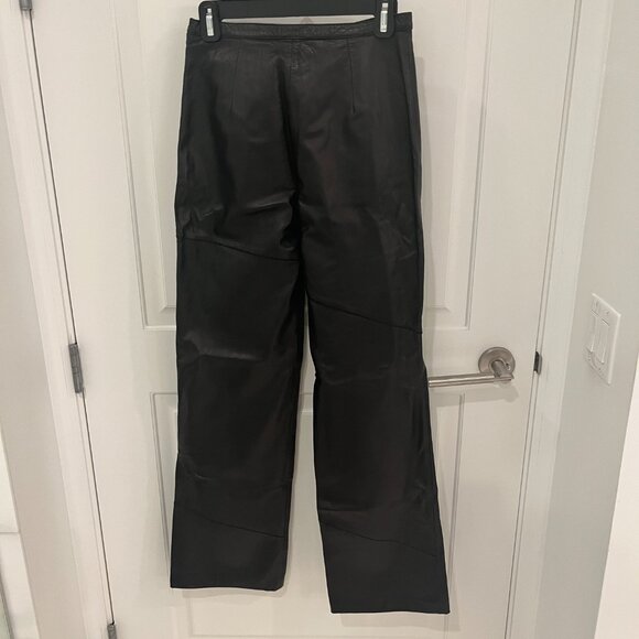 1990's Vintage Claude Montana Pieced Black Leather Pants Italy Size 40 MINT - Picture 5 of 13